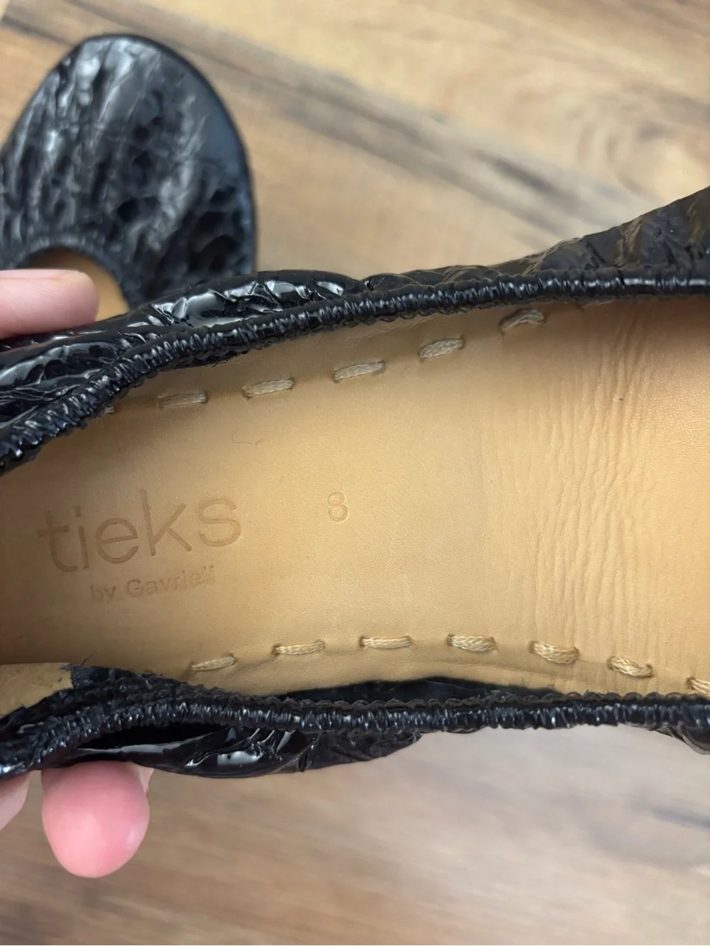 Tieks by Gavrieli Foldable Ballet Flats Obsidian Black Croc Patent
